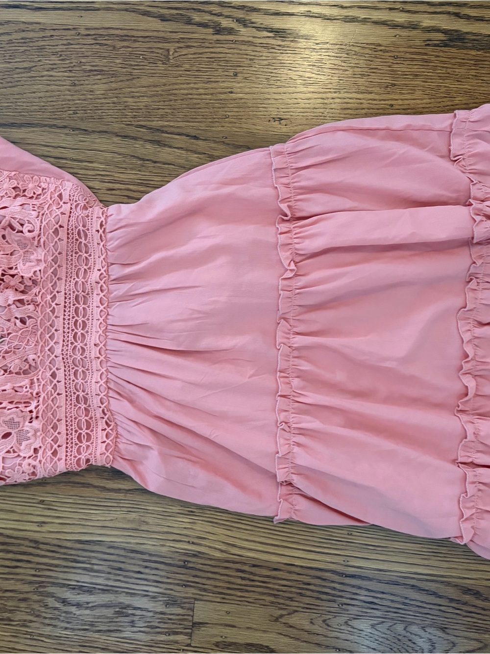 Girls Pink Lace Bodice Tiered Dress